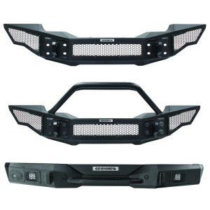 Jeep Wrangler JL Bumper - Front - Go Rhino - Rockline Full Width + Overrider - Textured Black - `07-`20